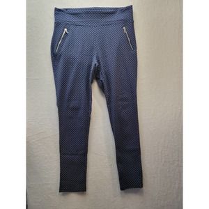 Joyous Navy Blue, Black, White Polka Dot Ankle Leggings, Sz L